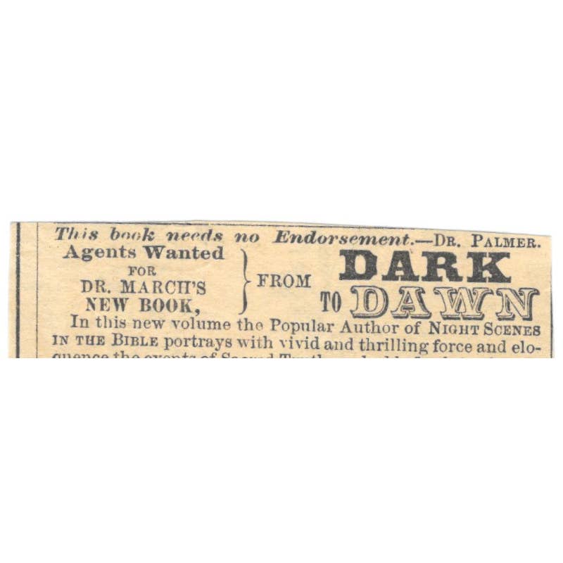 From Dark to Dawn J.C. McCurdy & Co Philadelphia - Ad 1878 Original TJ7-L2-4