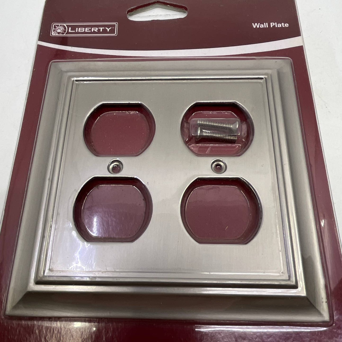 Brushed Satin Nickel Double Outlet Cover Wall Plate TI4