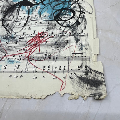 Original Mixed Media Abstract Art Painting 9.5x13” Vivid Notes Signed #11