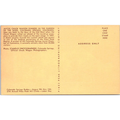 Jaycee Chuck Wagon Dinner Colorado Springs Original Postcard TK1-29