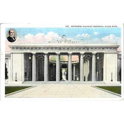Vintage Postcard Entrance McKinley Memorial Niles Ohio TD9