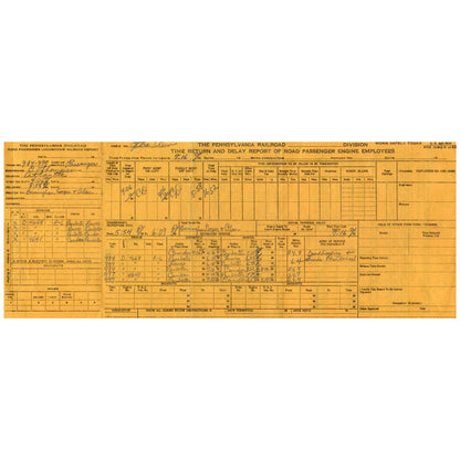 1958 The Pennsylvania Railroad Time Return and Delay Report Form AD8-2