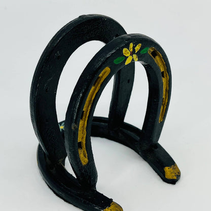 Vintage Cast Iron Hand Painted Horseshoe Napkin Holder TD9