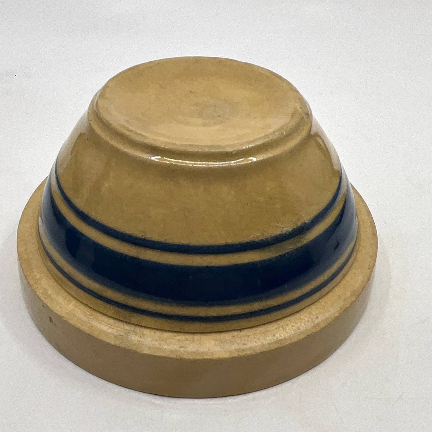Antique HULL Pottery Blue Banded Yellow Ware Small Mixing Bowl 5" Diameter TH5