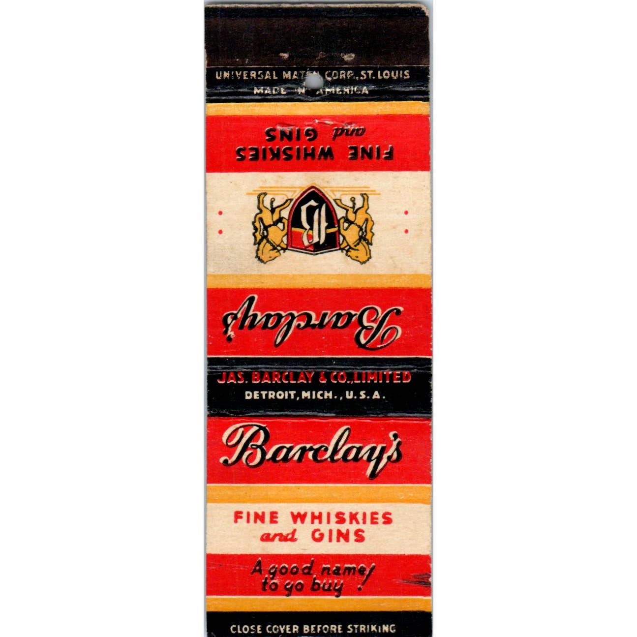 Barclay's Fine Gin and Whiskies Advertising Matchbook Cover SA1-M1