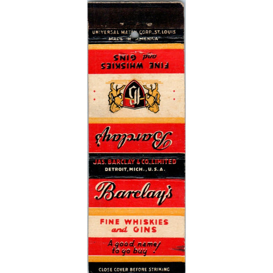 Barclay's Fine Gin and Whiskies Advertising Matchbook Cover MM10-2