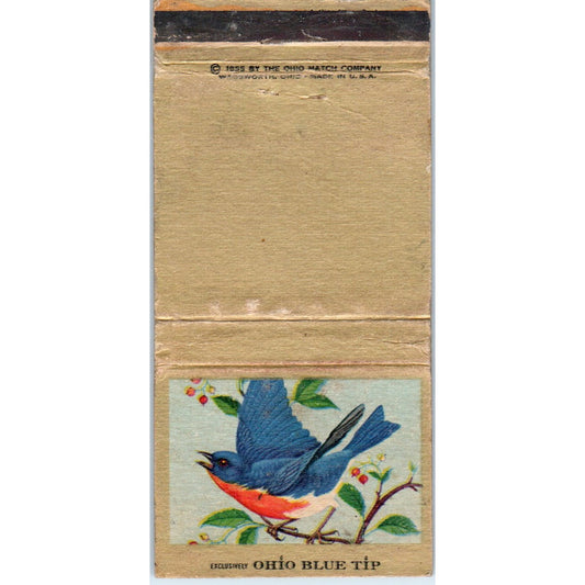 1955 Ohio Blue Tip Bluebird Collectible Advertising Matchbook Cover MM9-7