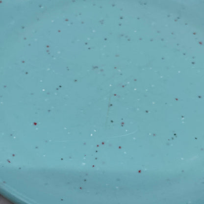 Imperial Ware Speckled Confetti Teal Blue Dessert Plate Set Melmac Malamine TA3