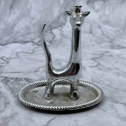 Vintage 1960's Sliver Plated Giraffe Ring Holder, Jewelry Trinket Dish TJ1