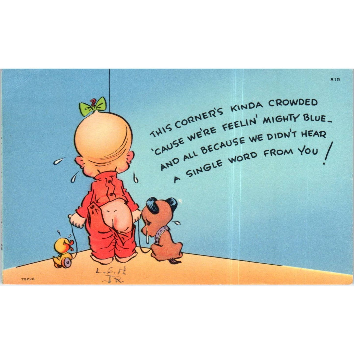 Punished Baby in a Corner in a Union Suit Humor Poem Original Postcard TK1-P12