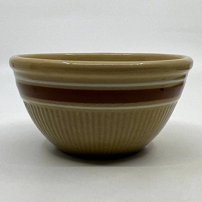 Antique HULL Pottery Brown Banded Ribbed Yellow Ware Mixing Bowl 5" Diameter TH5
