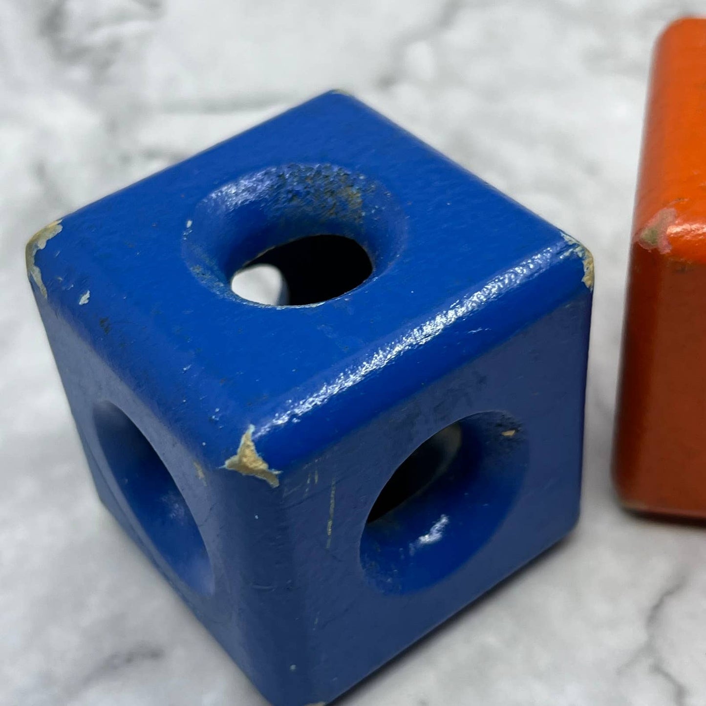 1960s Wooden Rattle Cube with Bell Set of 2 Made in Finland 1.5” SE6