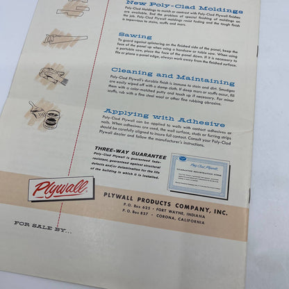 1960 Poly-Clad Plywall Wood Paneling  Advertising Promo Catalog Booklet AC8