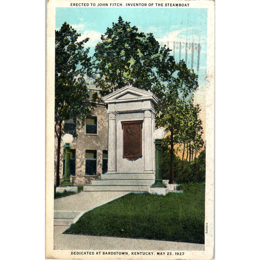 John Fitz Memorial Bardstown Kentucky 1941 Original Postcard P3-3