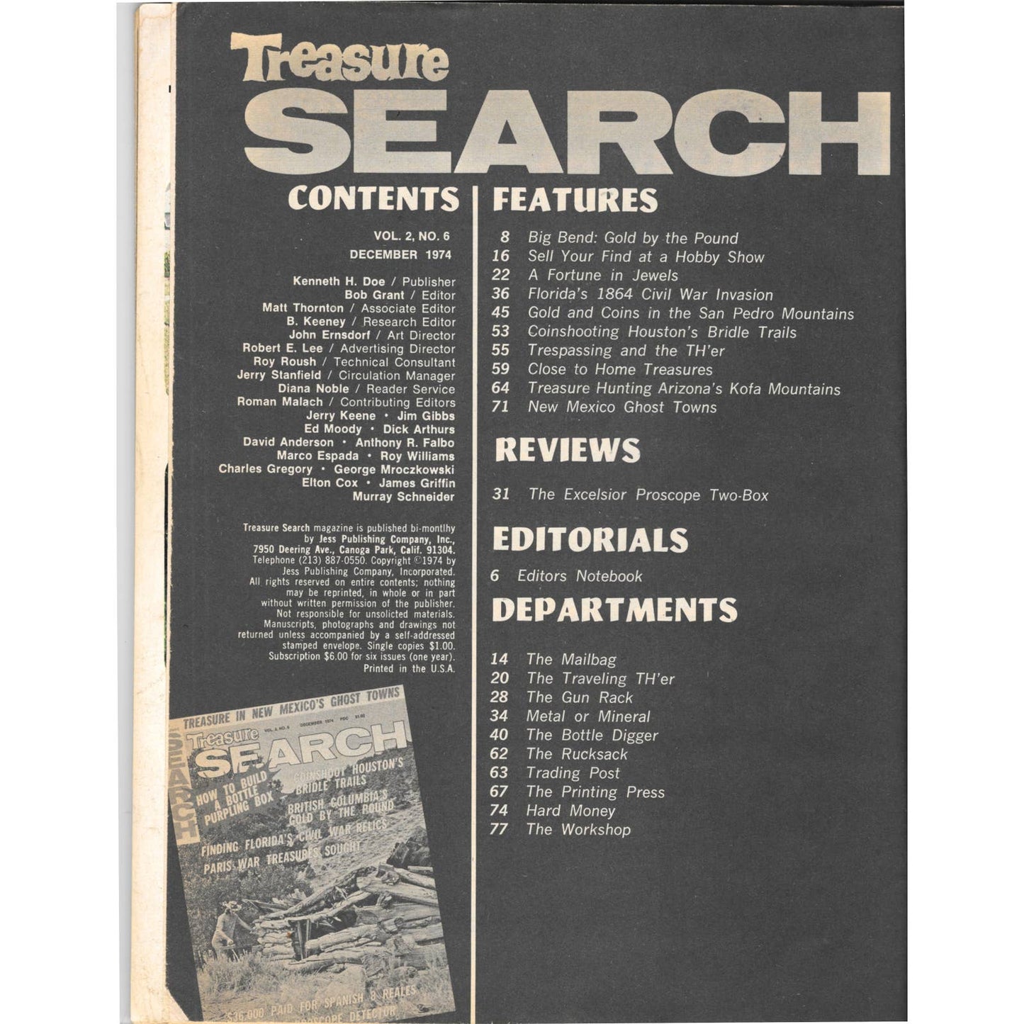 Treasure Search Magazine - Treasure Hunting Mining Metal Detecting Dec 1974 M4