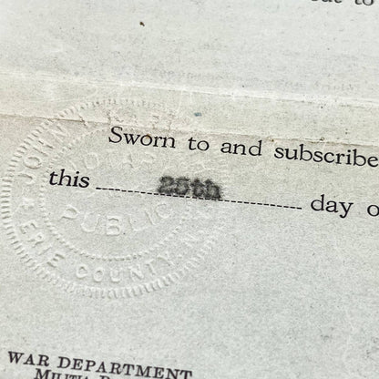 1932 Army National Guard Oath of Office Joseph Cornelius Deluhery Buffalo NY AA8