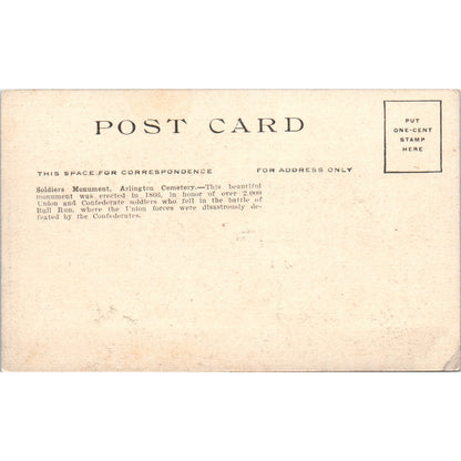 Soldiers' Monument Arlington Cemetery Original Postcard P1-13
