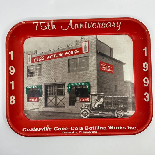 Coca-cola vintage red serving tray Coatesville Pa 1993 75th Anniversary TG4