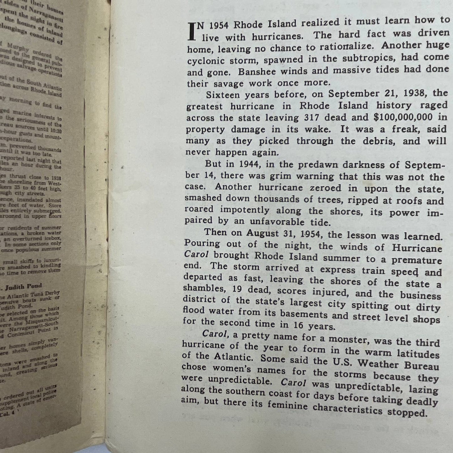 Hurricane Carol Lashes Rhode Island Book August 31 1954 Providence Journal TG6