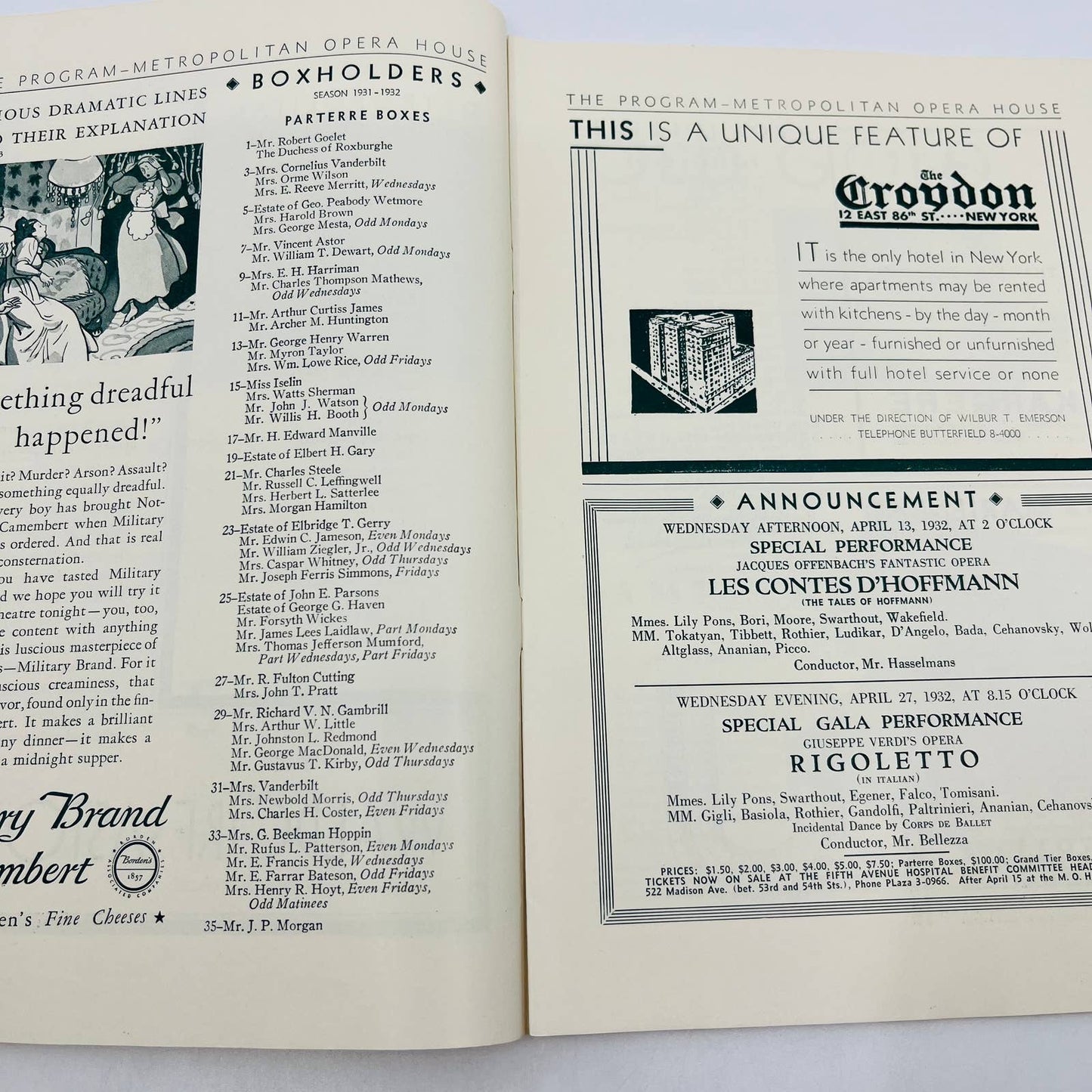 1931-32 Season Metropolitan Opera House MET Grand Opera Program Week 23 NYC TD6