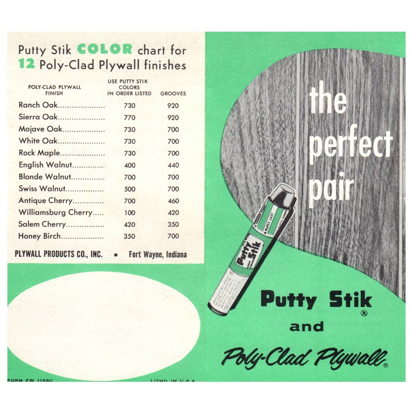 1950s MCM Advertising Brochure Putty Stik and Poly-clad Plywall SE4