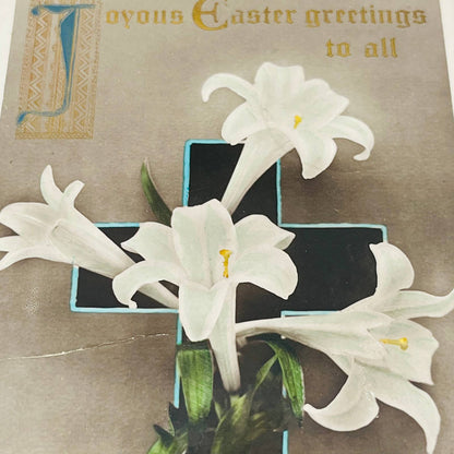 1909 Easter Post Card RPPC Color Photo Easter Lilies Bromide Paper PA5