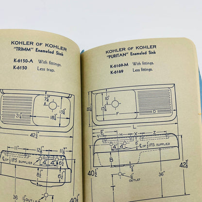 1941 Kohler Roughing-In Service Manual Plumbing Fixtures Heating Equipment TD8