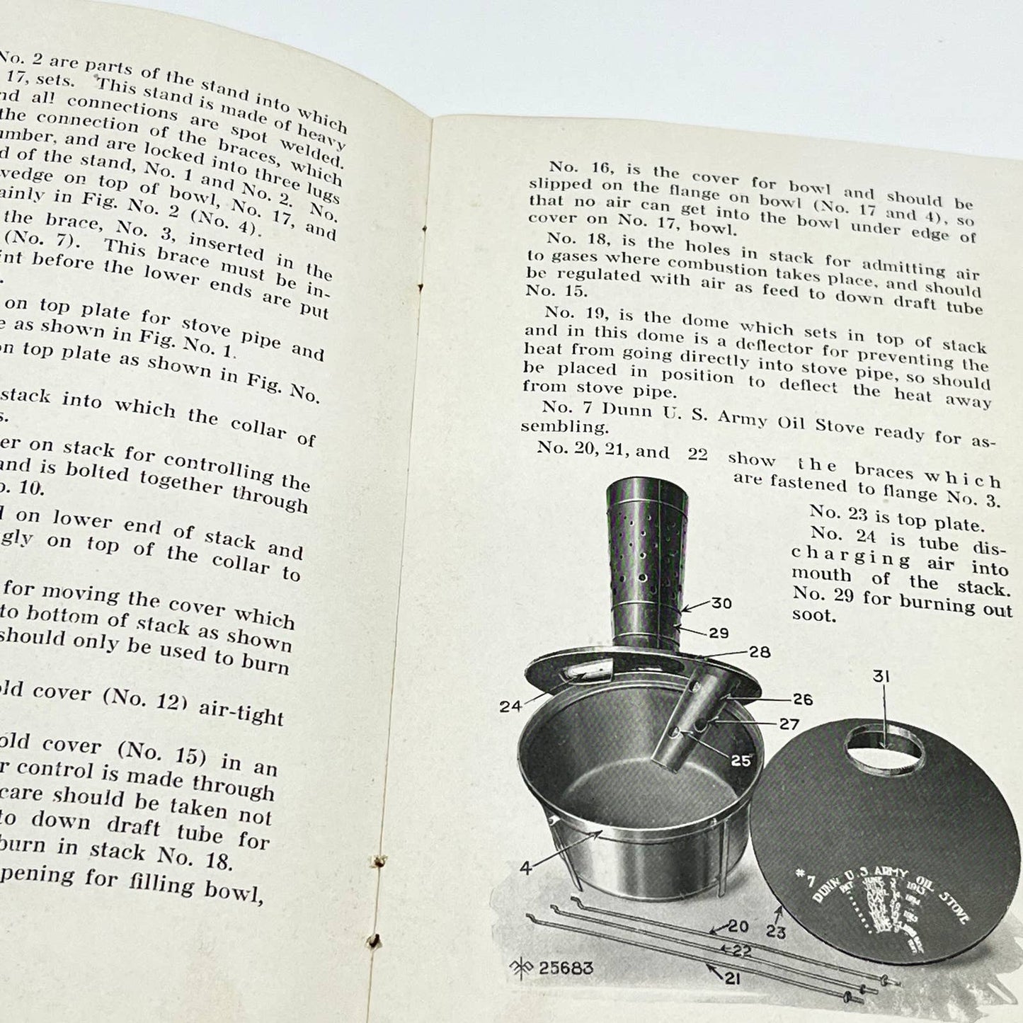 1918 WWII Dunn US Army Oil Stove Instruction Manual American Can Co. Toledo SD3