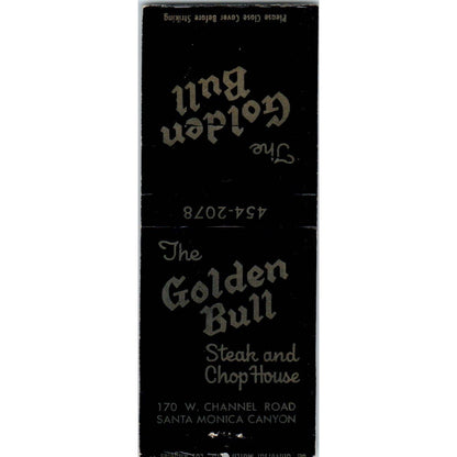 The Golden Bull Steak & Chop House Santa Monica Canyon Matchbook Cover SA1-M2