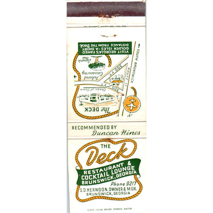 The Deck Restaurant Brunswick Georgia Advertising Matchbook Cover MM9-8