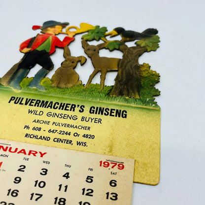 1979 Die Cut Embossed Calendar Pulvermacher Ginseng Buyer Richland Center WI TD3