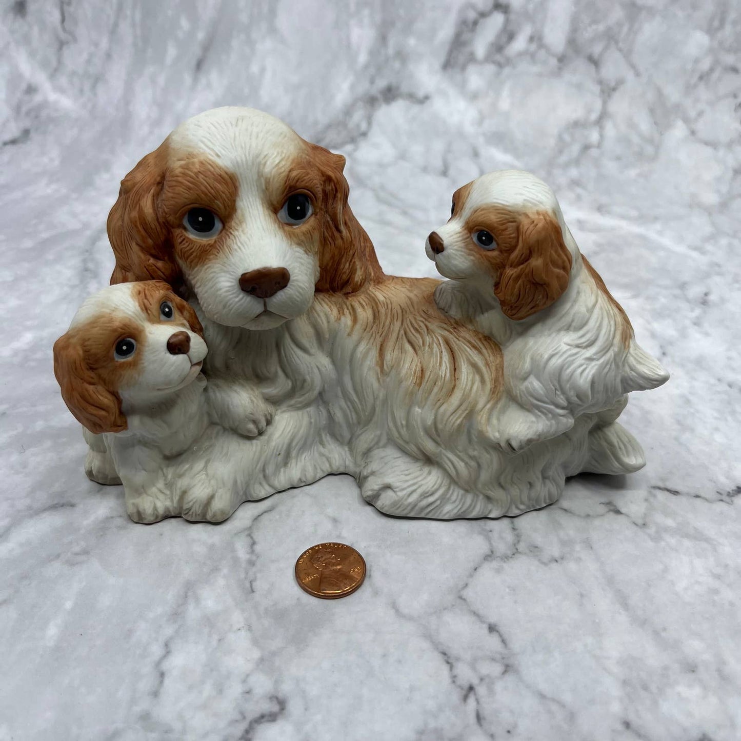 Homco Cocker Spaniel Mother Pups Puppies Ceramic Figurine Dog 7" #1434 TA1