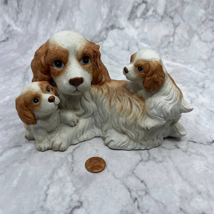Homco Cocker Spaniel Mother Pups Puppies Ceramic Figurine Dog 7" #1434 TA1
