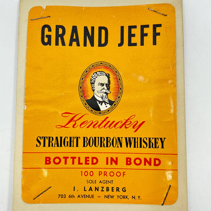 Grand Jeff Bourbon Whiskey Label I.  Lanzberg 703 6th Avenue New York NY