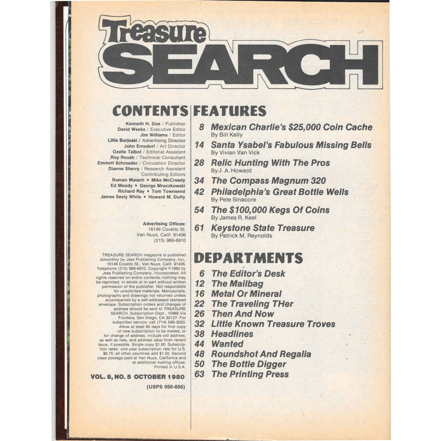 Treasure Search Magazine 1980 October Metal Detecting Gold Diamonds M2