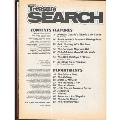 Treasure Search Magazine 1980 October Metal Detecting Gold Diamonds M2
