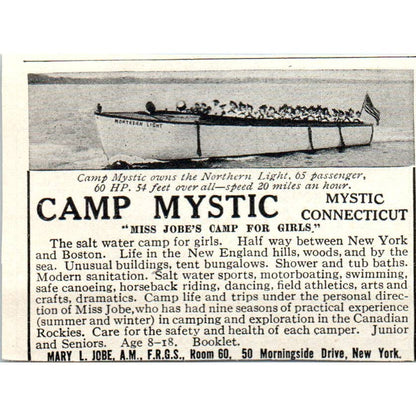 Camp Navajo Lake Thompson Poland Springs Maine Clara Henderson - 1921 Ad TJ7-S8