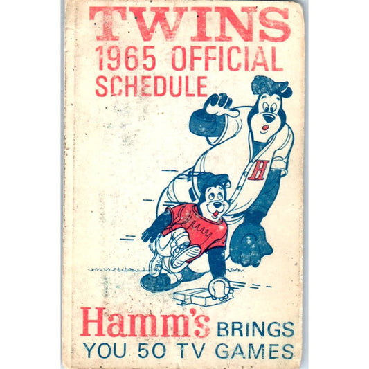 1965 Minnesota Twins Baseball Bear Hamms Pocket TV Schedule TK1-P3