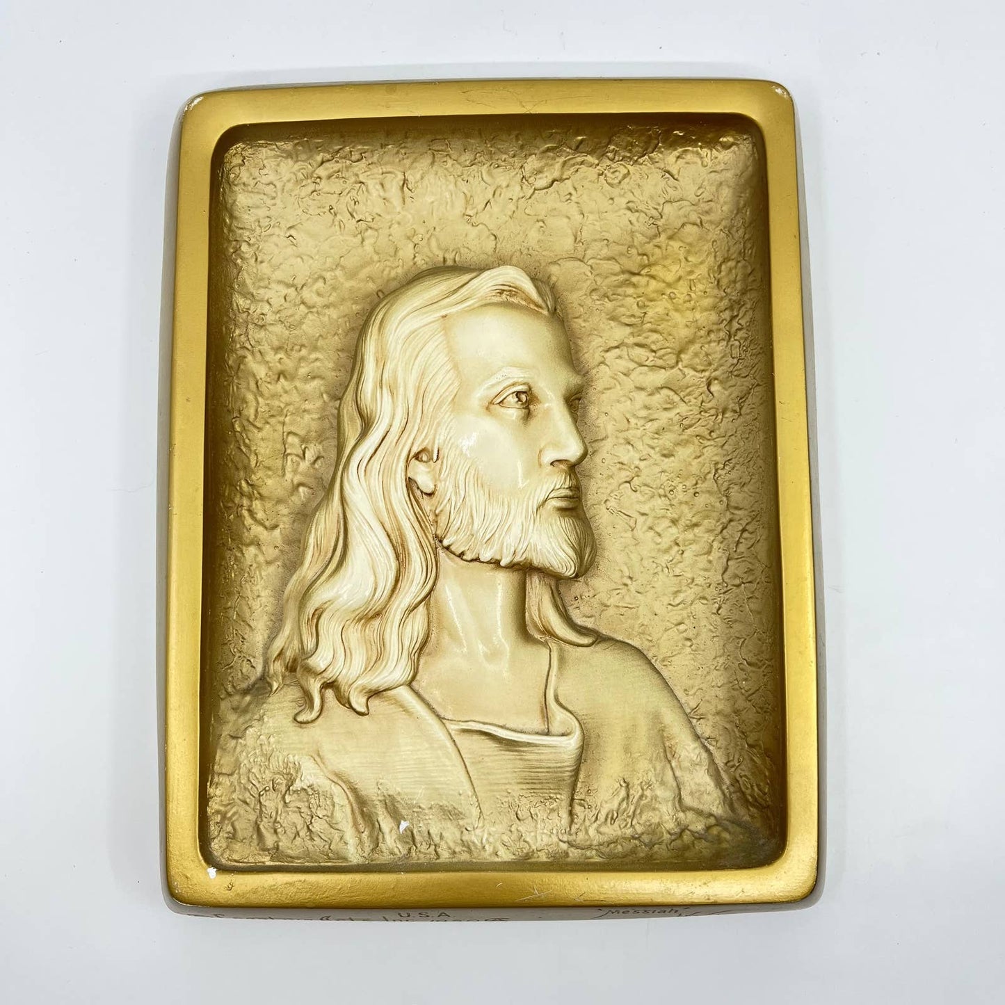 1959 Chalkware Jesus 3D Messiah Relief by Victor Creative Arts Inc. 8.5x11” TE6