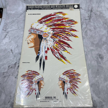 1986 NEW NOS Decorcal Sports & Wildlife Decal W-33 Indian Head FL5
