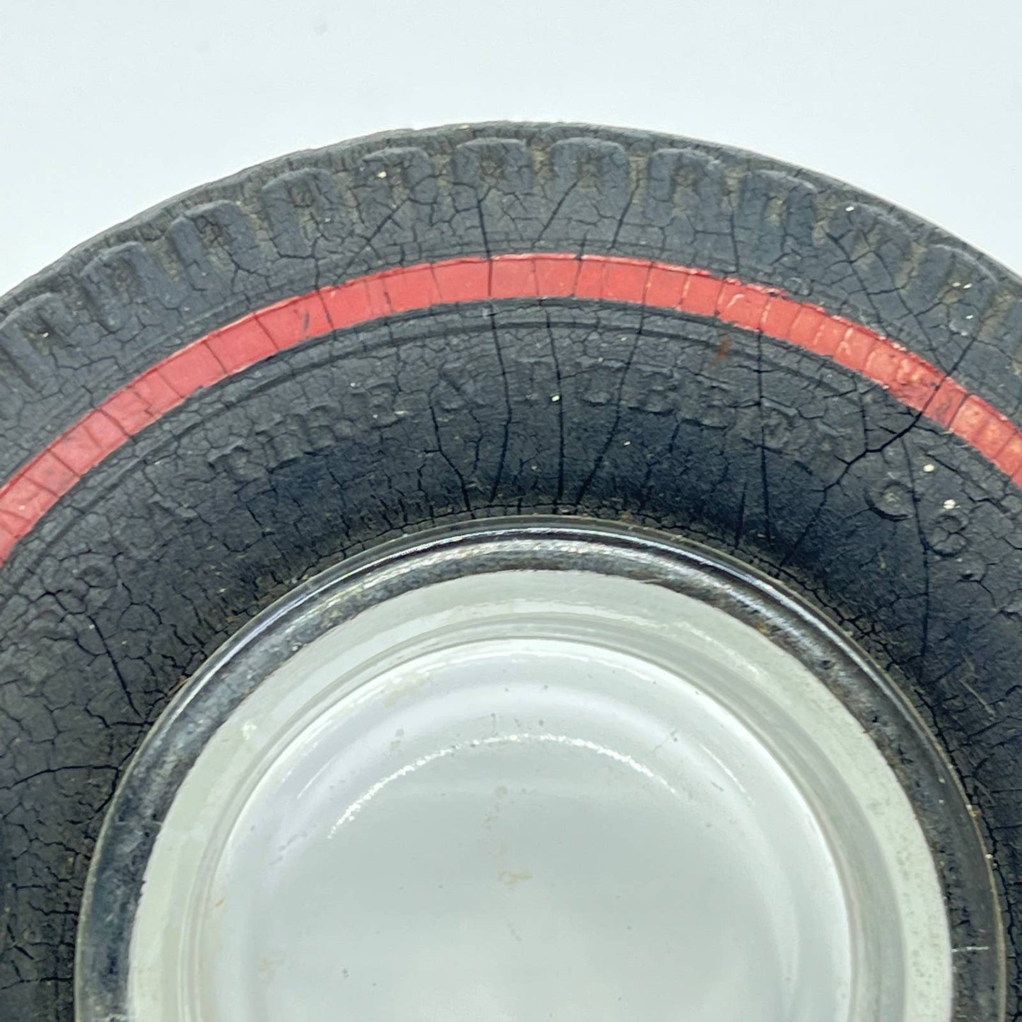 India Tire And Rubber Company Redline Glass Advertising Ashtray TE3