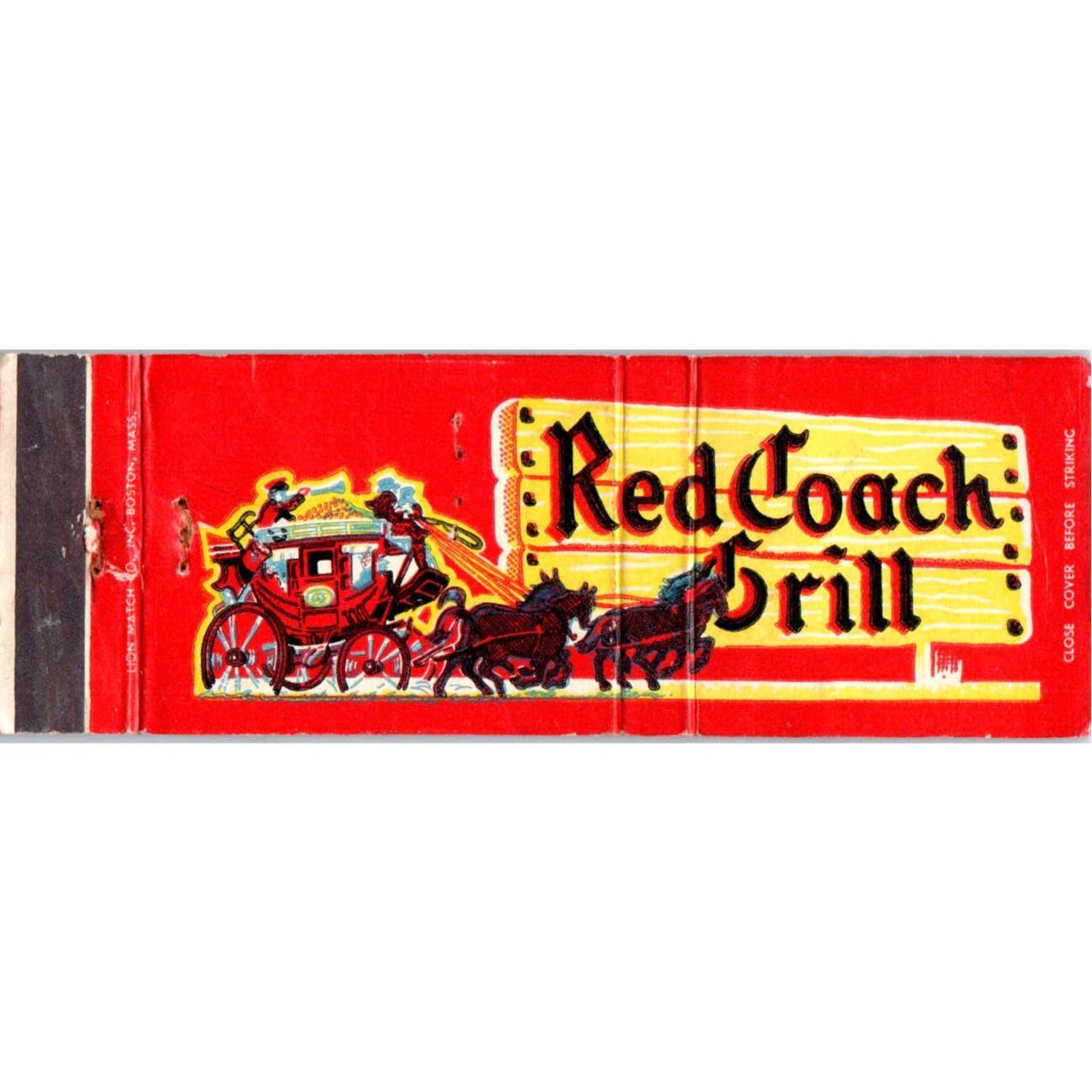 Red Coach Grill MA Advertising Matchbook Cover SA1-M8