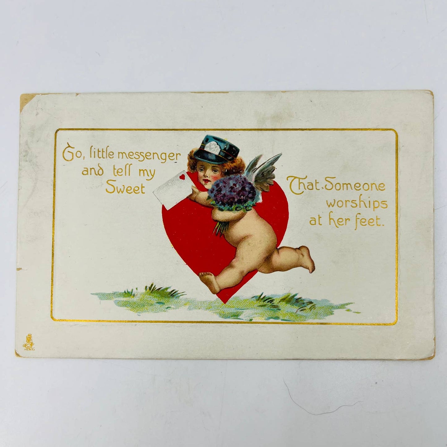 1913 Valentine Post Card Raphael Tuck Dresden Cupid Delivering Card PA1