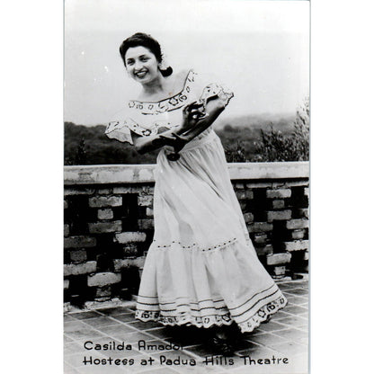 Antique Postcard RPPC Casilda Amador Hostess at Padua Hills Theatre SE8