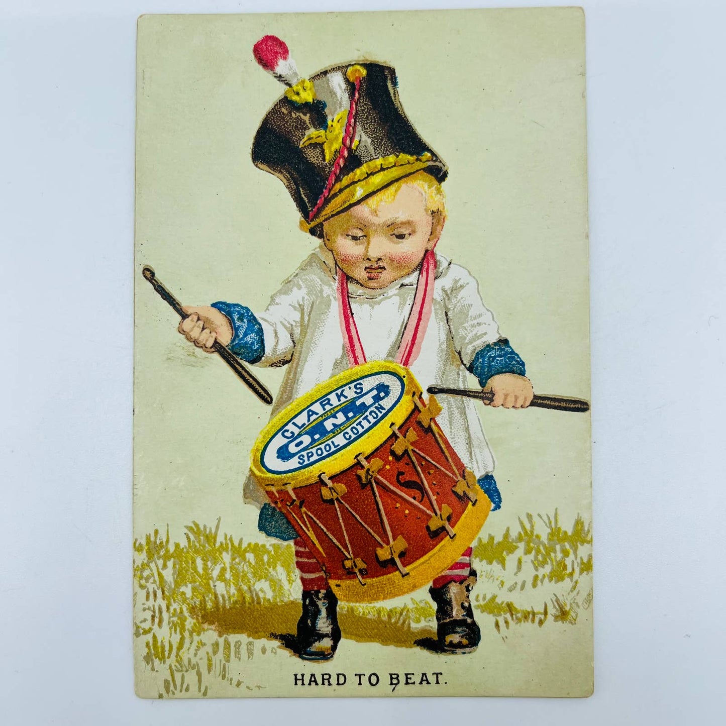 1880s Victorian Trade Card Clark’s ONT Spool Cotton Drummer Boy AA2