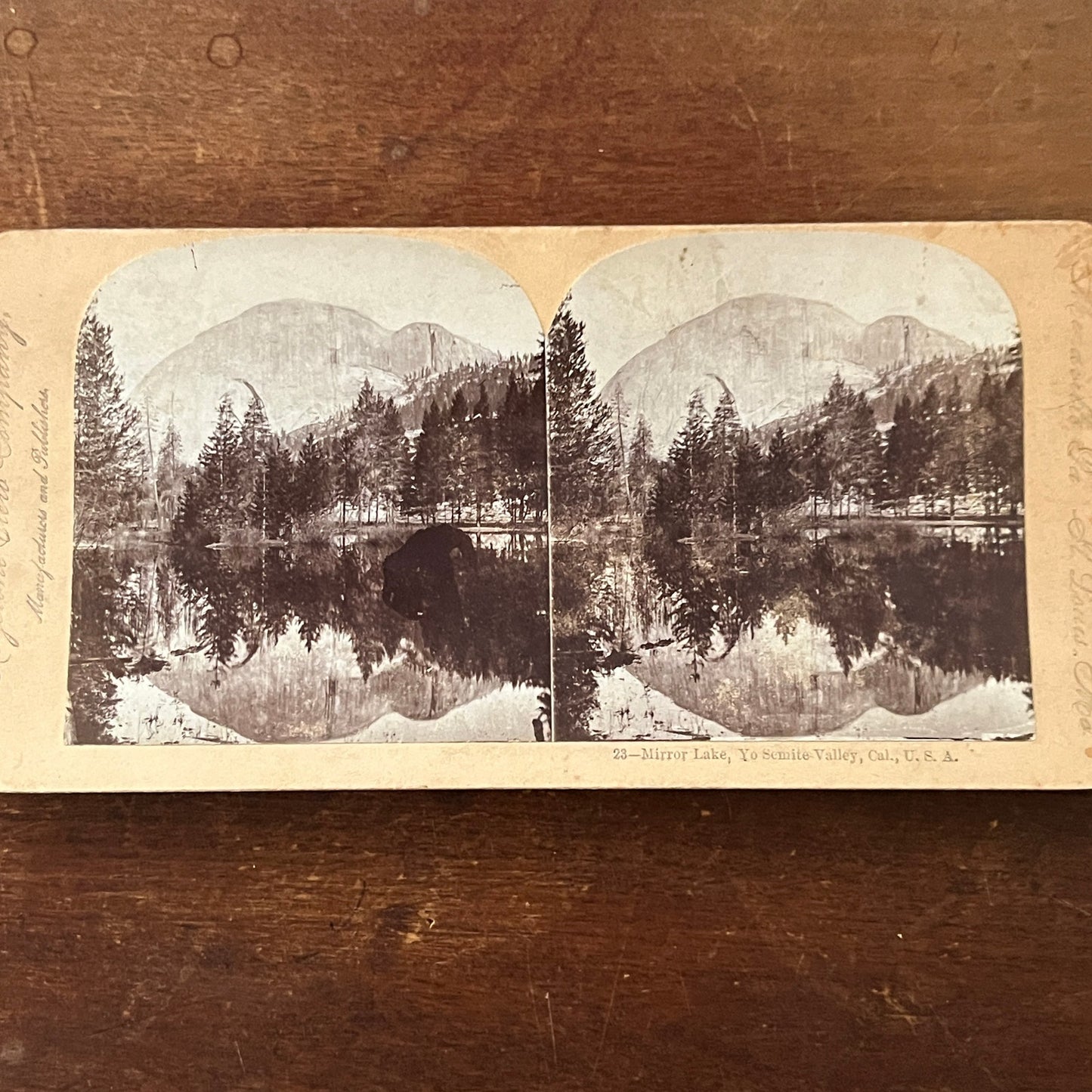 Mirror Lake Yosemite Valley California Antique Stereoview Card H2-4