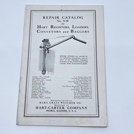 1935 Hart-Carter Repair Catalog 5-W For Registers Loaders Conveyors Baggers TF8