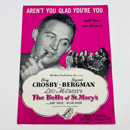 1945 Aren’t You Glad You’re You Bing Crosby Ingrid Bergman Sheet Music TD6