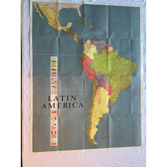 Map of Latin America Friendship Press 1961 “map by palacios” 32x42 FL3