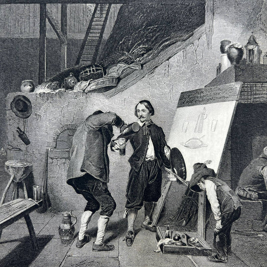 1864 Original Engraving - The Painter Scene from Brouners Life Lepoittevin AC3